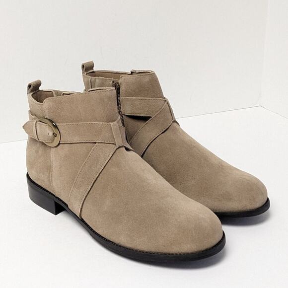 Walking Cradles Kellen Ankle Boots Taupe Suede Women's 10.5 Wide